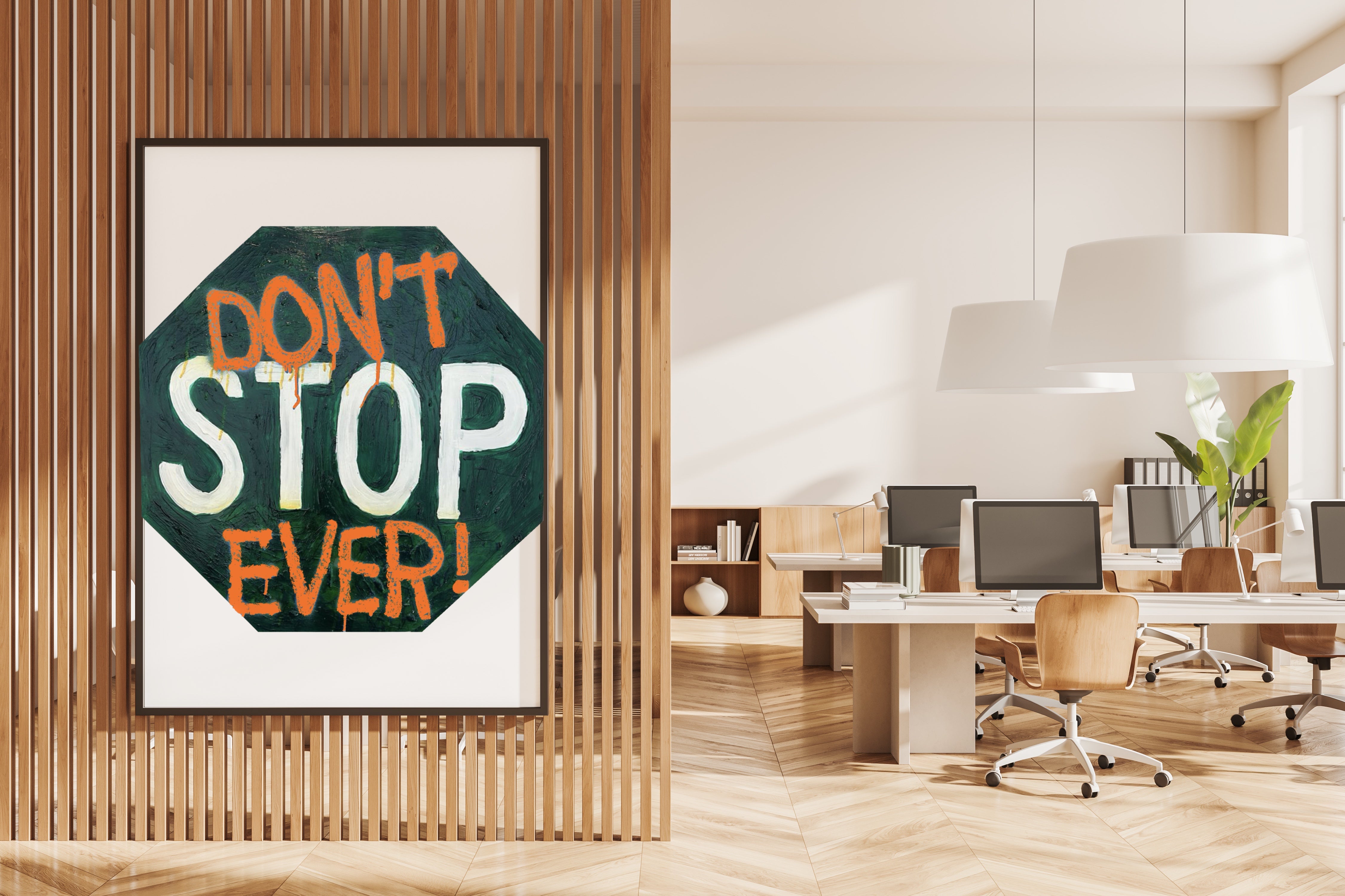 Don’t stop ever- inspirational traffic sign wall art, Matte Cavas