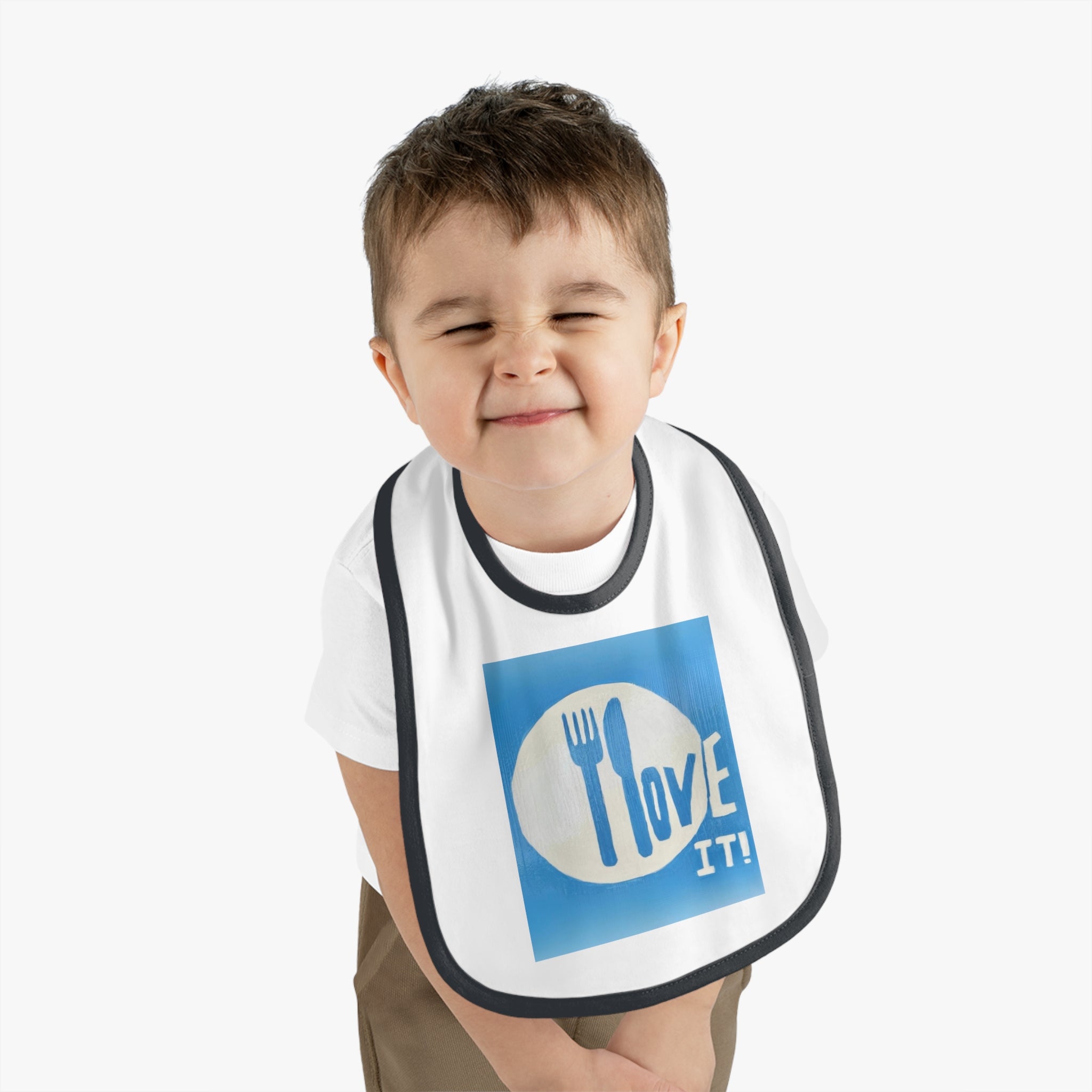 I love it- baby contrast trim jersey bib