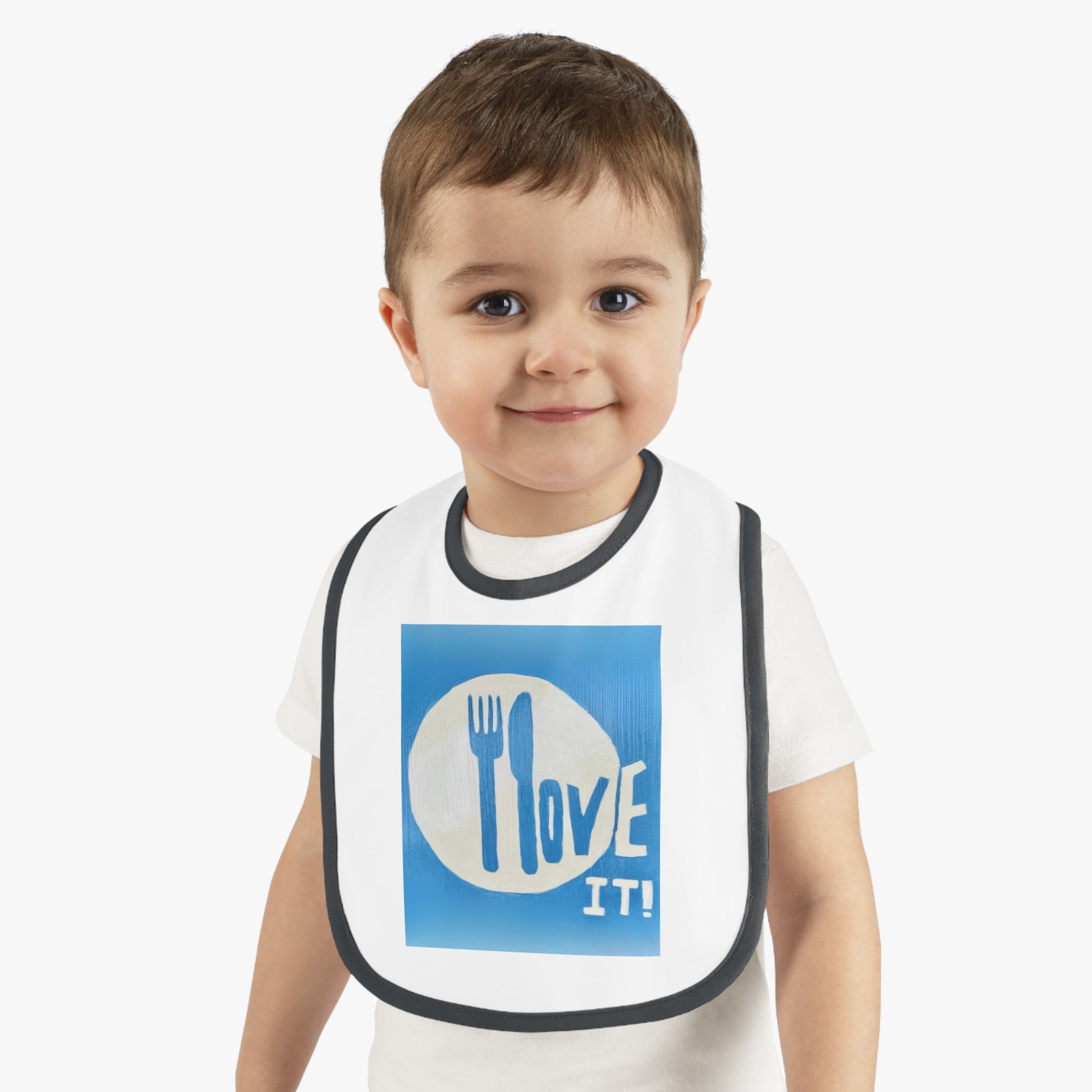 I love it- baby contrast trim jersey bib