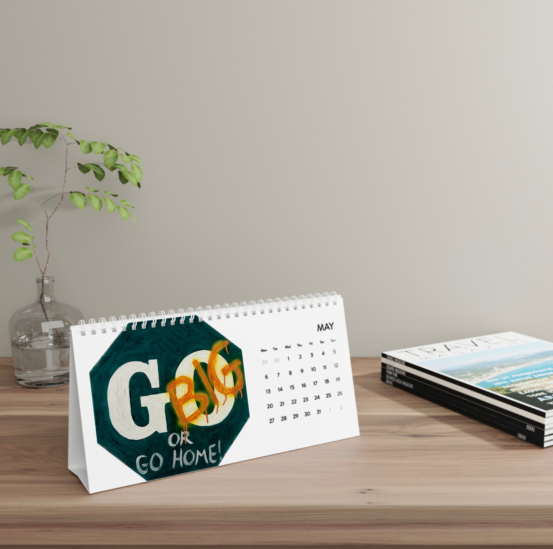 Sign-rise desk calendar (2024 grid)