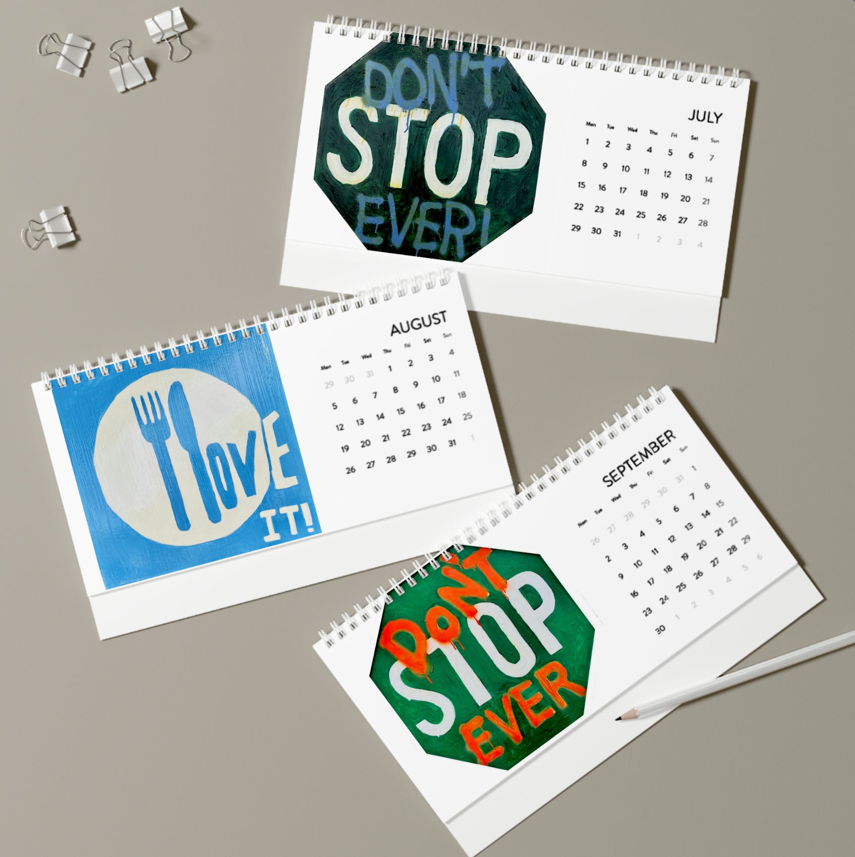 Sign-rise desk calendar (2024 grid)