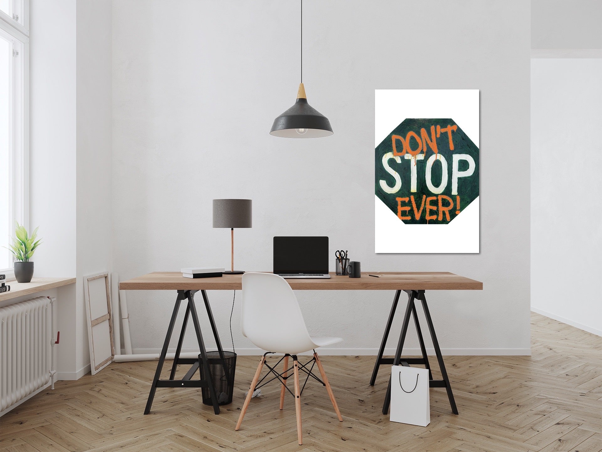 Don’t stop ever- inspirational traffic sign wall art,  Matte Cavas