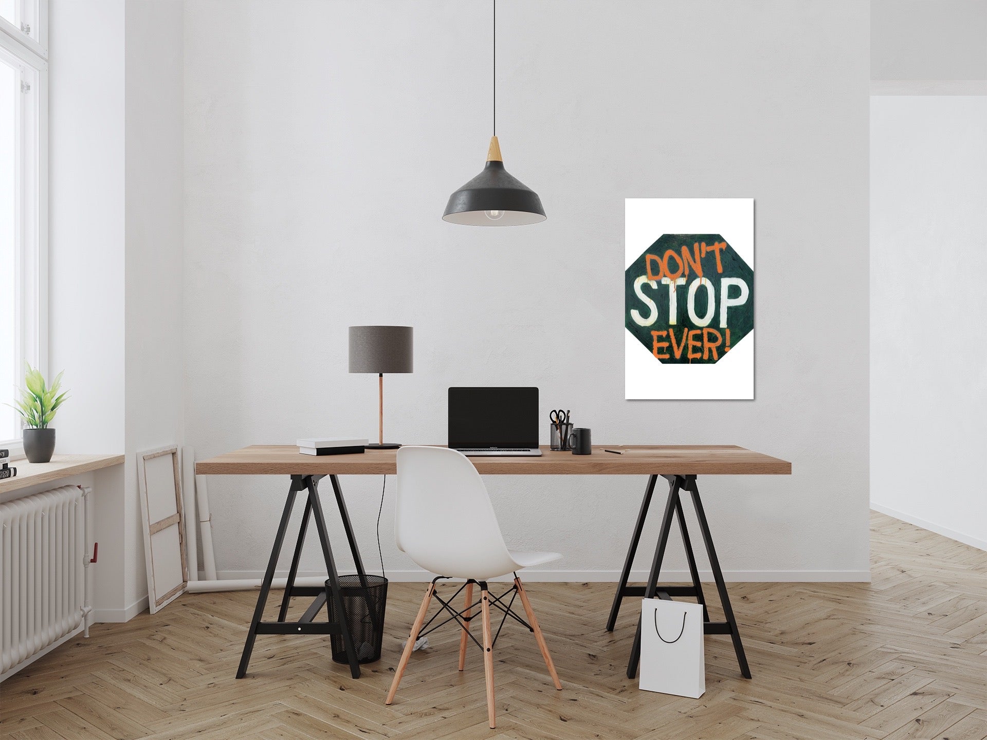 Don’t stop ever- inspirational traffic sign wall art,  Matte Cavas